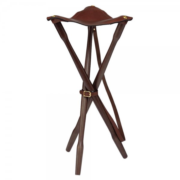 Trépied Laksen cuir/teck, 80 cm