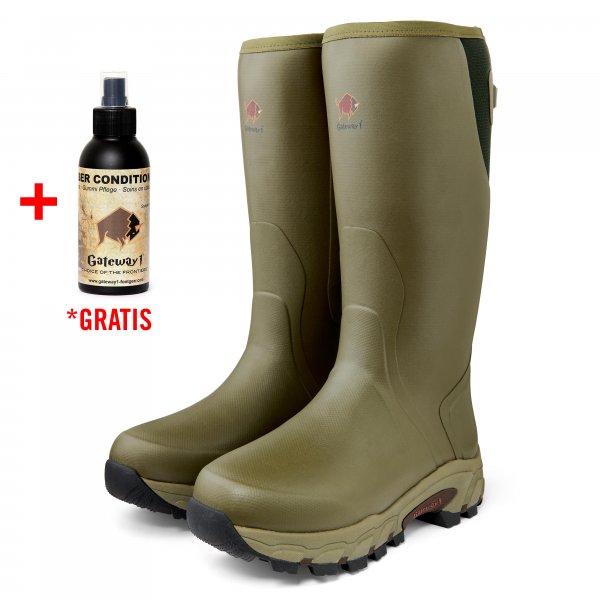 Gateway1 »Pro Shooter« Rubber Boots,18 Inch, 7 mm, Side Zip, Olive, 48 (15)