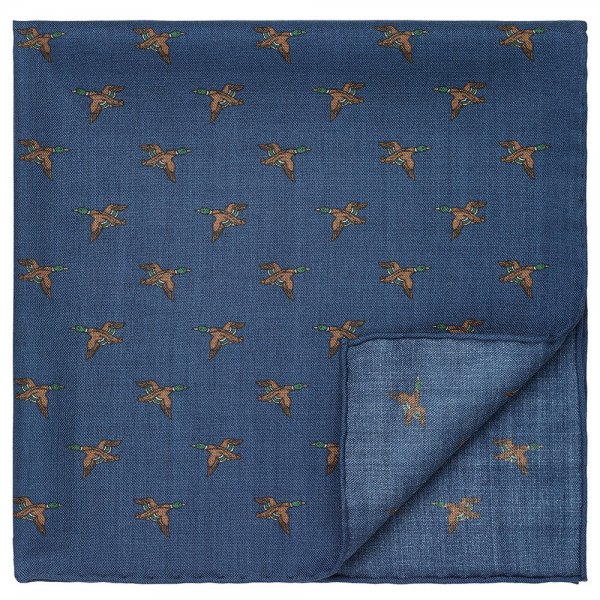Pañuelo de bolsillo, patos, azul, 43 x 43 cm