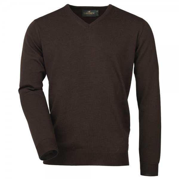 Laksen »Sussex« Men's V-Neck Sweater, Chocolate, Size L
