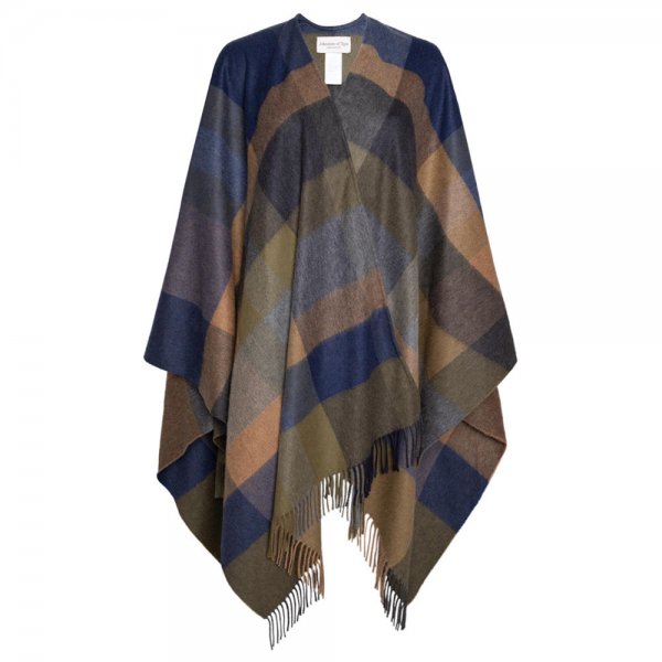 Mantellina in cachemire Johnstons of Elgin, verde/blu/marrone/grigio