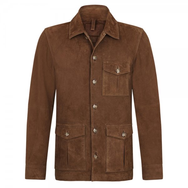 Veste-chemise en cuir pour homme » Artisan «, brun châtaigne, taille 56