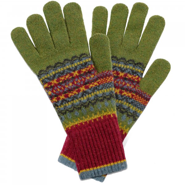 Eribé »Alloa« Gloves, Fair Isle Pattern, Moss Lock