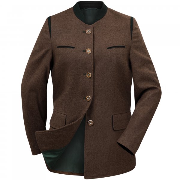 Traditional Ladies’ Tegernsee Loden Jacket, Medium Brown, Size 42