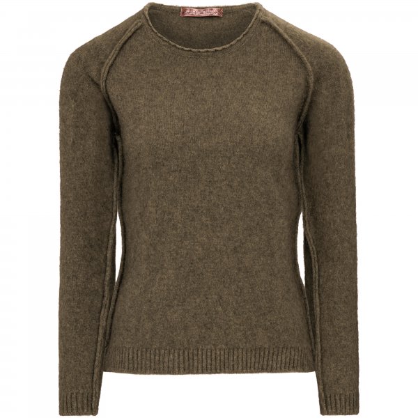 Ladies’ Sweater, Possum Merino, Light Brown Melange, Size 34