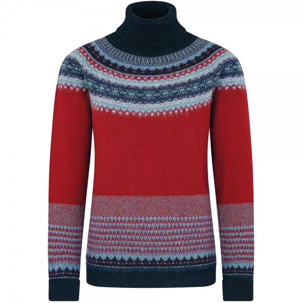 Eribé Fair Isle Ladies Turtleneck Sweater, Poppy, Size XL