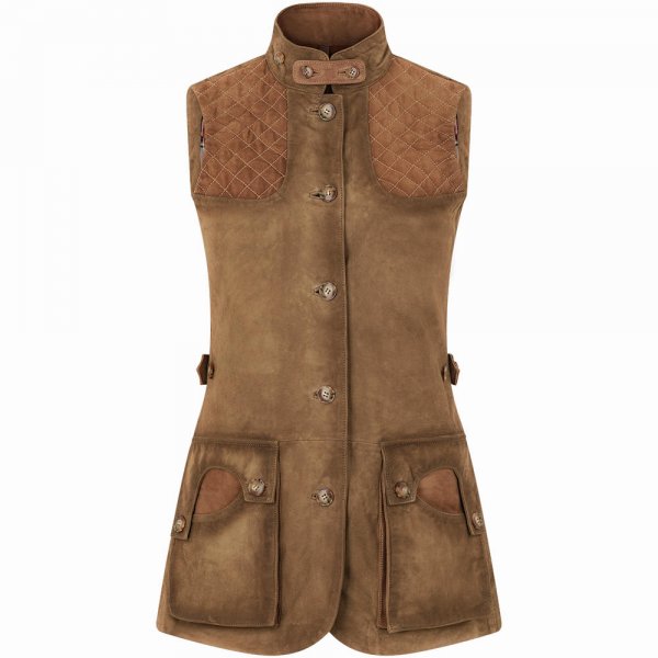 »Shooter Lady« Ladies’ Leather Hunting Vest, Forest Green, Size 38