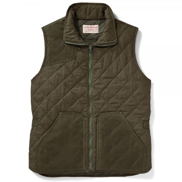 Filson Ladies Quilted Field Vest, Otter Green, XL, Vests