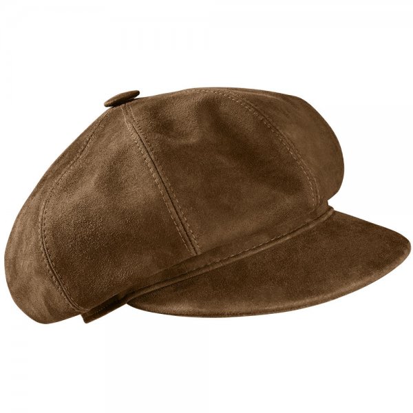 Gorra redonda con visera, terciopelo, marrón claro, talla 57