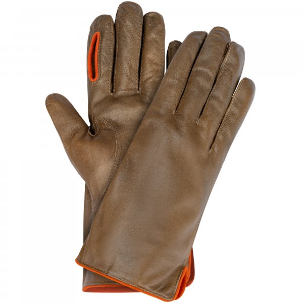»Terlano« Men’s Shooting Gloves, Distressed Leather, Unlined, Olive, Size 8.5
