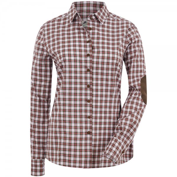 Chemise à carreaux pour femme avec patchs, rouge/noir/blanc, taille 44