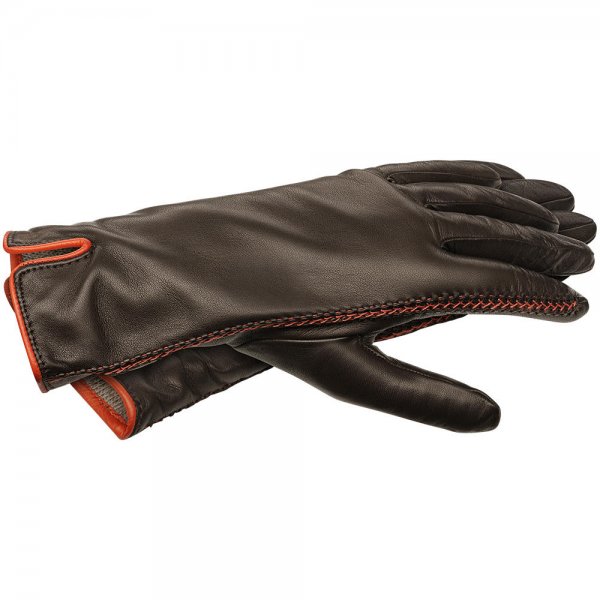 »Toulon« Ladies Gloves, Lamb Nappa, Brown/Orange, Size 6.5
