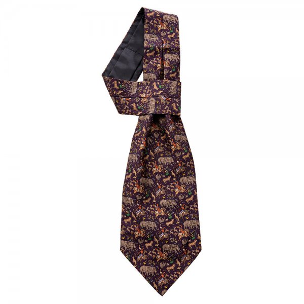 Cravatta di seta Ascot »Elefante«, prugna