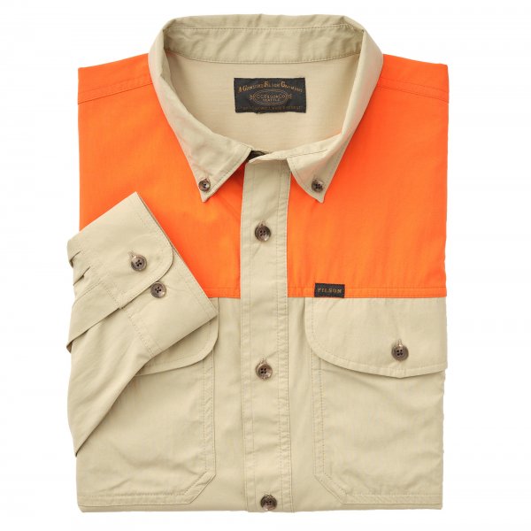 Filson Sportsman's Shirt, Twill/Blaze Orange, Size XXL