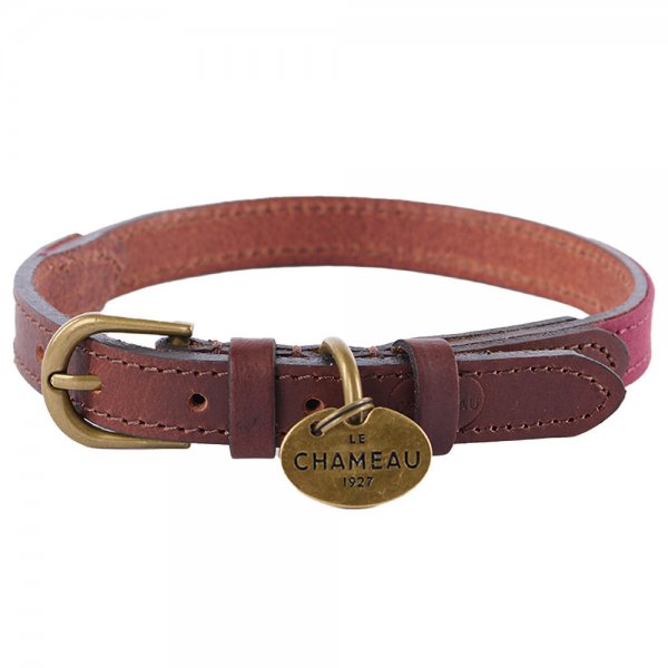 Collar para perro Le Chameau, cuero/canvas, Rouge, talla S