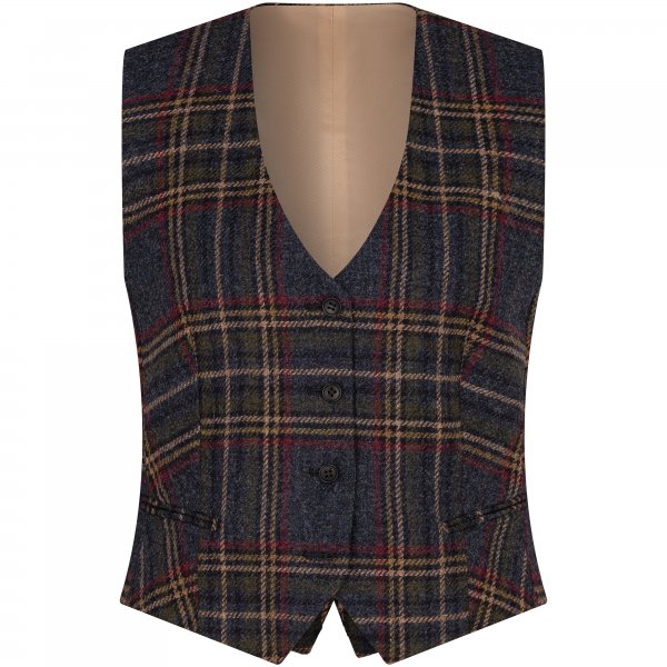Chaleco de tweed para mujer »Eve«, verde/azul/rojo, talla 40