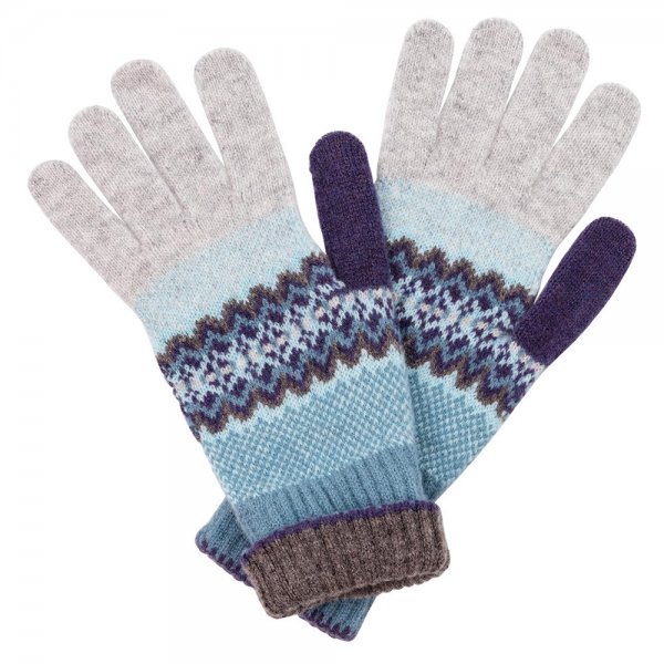 Eribé rękawiczki Fair Isle „Alba”, jasnoszare/niebieskie