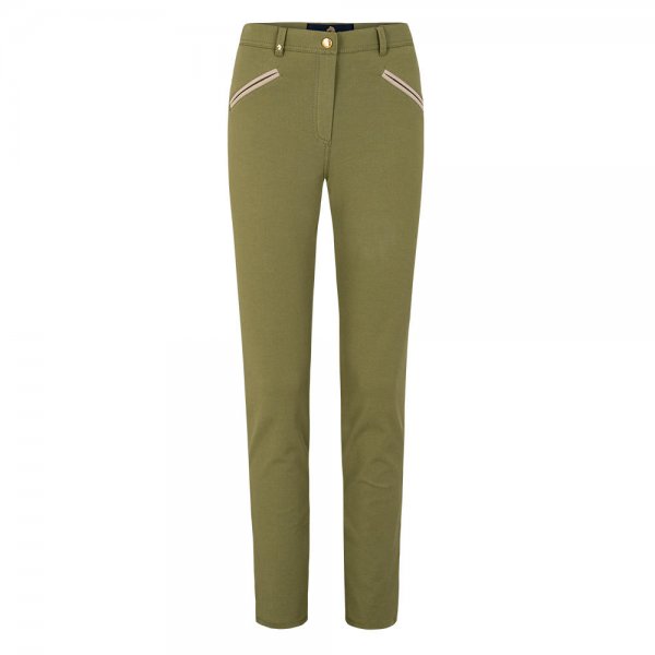 Pamela Henson »Royal« Ladies’ Trousers, Bi-Stretch Cotton, Moss, Size 34
