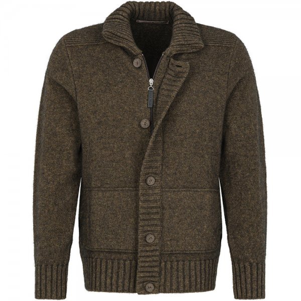 Herren Strickjacke, Merino-Possum, graubraun-melange, Größe XXL