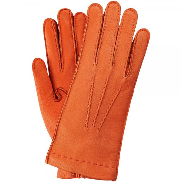 Rękawiczki damskie »Villach«, skóra z jelenia, pomarańczowe, rozmiar 6,5