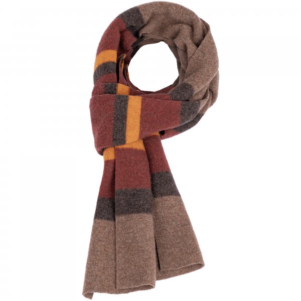 Bufanda de lana de rayas, rojo/marrón