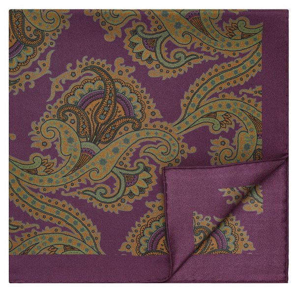 Pocket Square, Paisleys, Purple, 32 x 32 cm