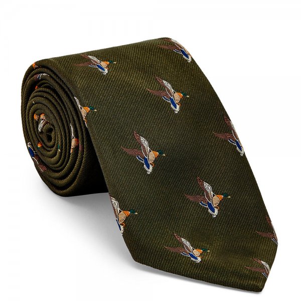 Cravate Purdey »Landing Duck«, vert kaki