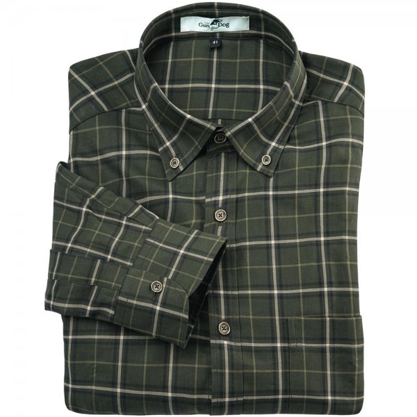 Camicia in cotone da uomo, a quadri, verde/beige, taglia 44