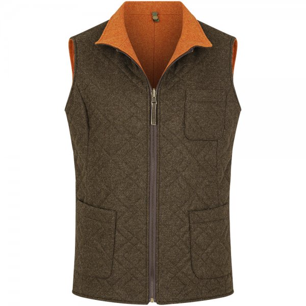 »Dani« Ladies Reversible Vest, Loden, Brown/Orange, Size 34