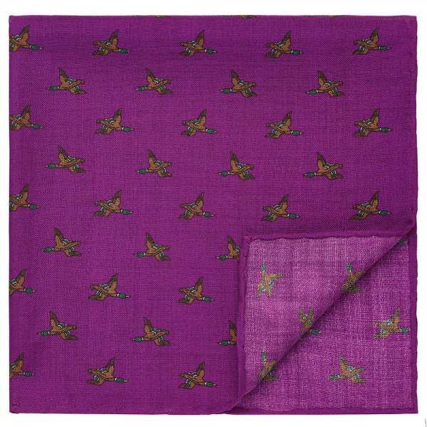 Pocket Square, Ducks, Purple, 43 x 43 cm