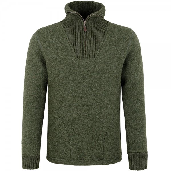 Pull en laine foulée » Philipp «, vert forêt, XS