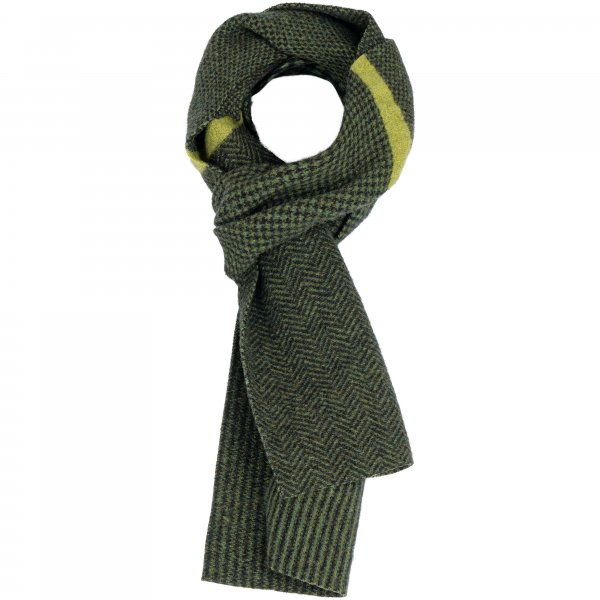 Écharpe en laine motif à chevrons, vert/olive
