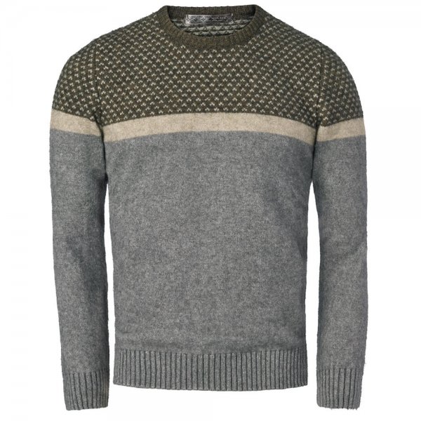 Men’s Jacquard Sweater, Merino-Possum, Grey Melange, Size XXL