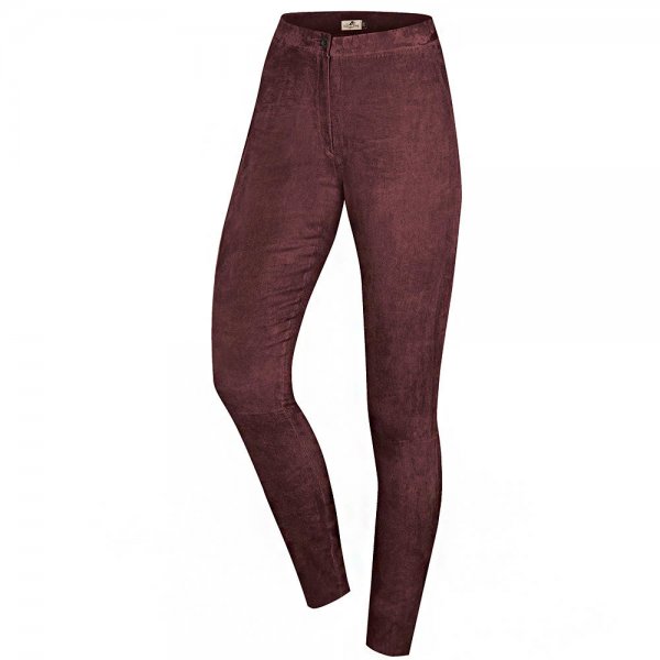 »Amira« Ladies Stretch Leather Trousers, Burgundy, Size 42