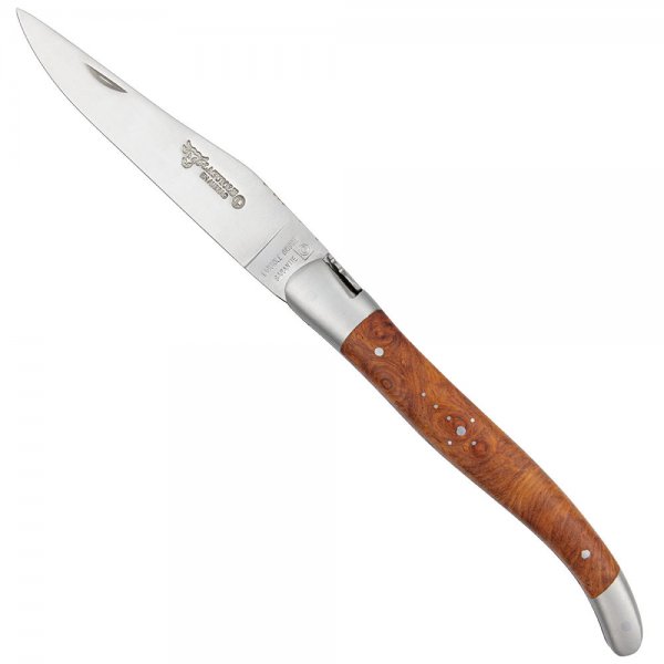 Couteau pliant Laguiole double platine, bois d’amboine veiné