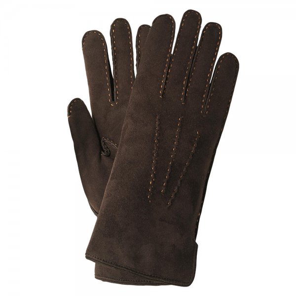 Rękawiczki damskie SEEFELD, skóra jagnięca woskowana, brązowe, rozmiar 8