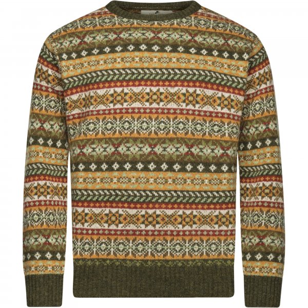 Herren Allover-Fair Isle-Pullover, grün, Größe S