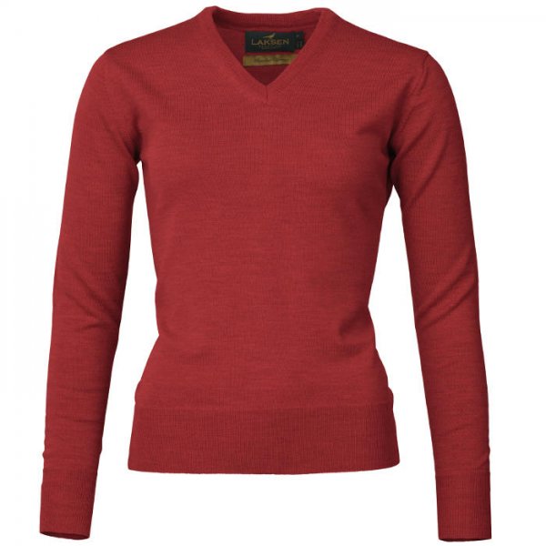 Laksen sweter damski z dekoltem w serek Carnaby, winogronowy, rozmiar S