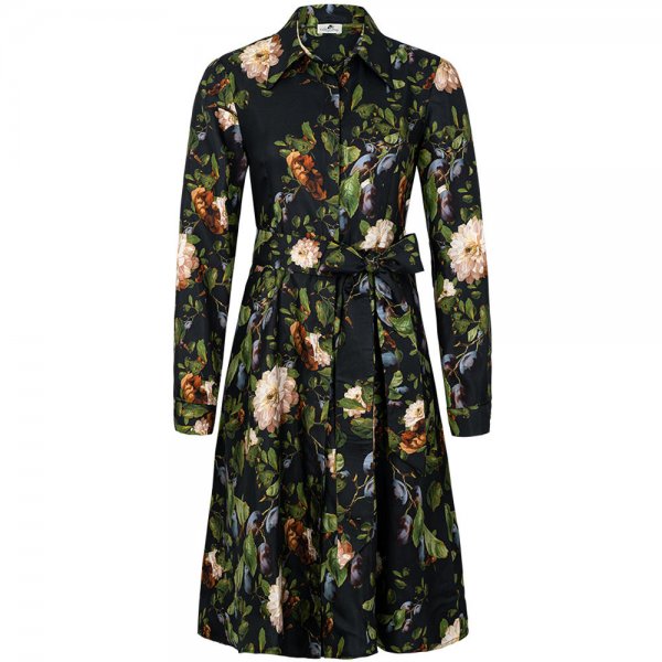 Vestido de seda Allover Print, estampado floral, verde, talla XL