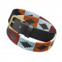 SELVA: Black leather with embroidery in orange, red, green, light blue and cream