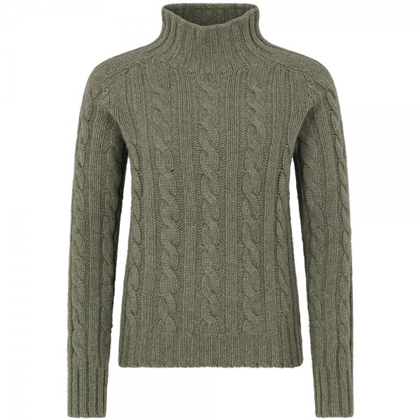 Ladies Cable Sweater, Moss, Size L