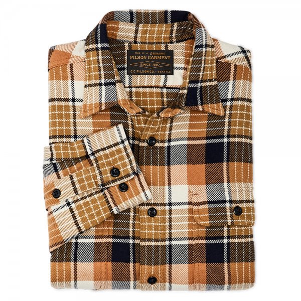 Filson Vintage Flannel Work Shirt, Navy/Cumin/Red, Size M