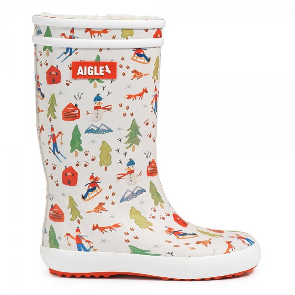 Aigle »Lolly Pop Fur Print« Kids’ Rubber Boots, Zermatt, Size 28
