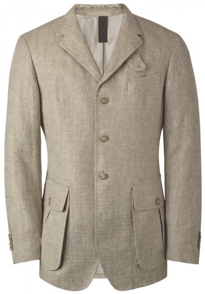 Men's Jacket, Irish Linen, Beige, Size 52