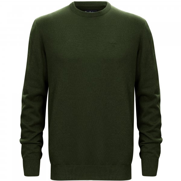 Barbour Men's Crew Neck Sweater, Pima Cotton, Rifle Green Marl, Size XL