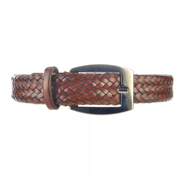 Athison Braided Leather Belt, Cognac, M-L