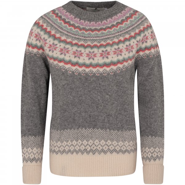 Zimowy sweter damski Fair Isle, jasnoszary, rozmiar L