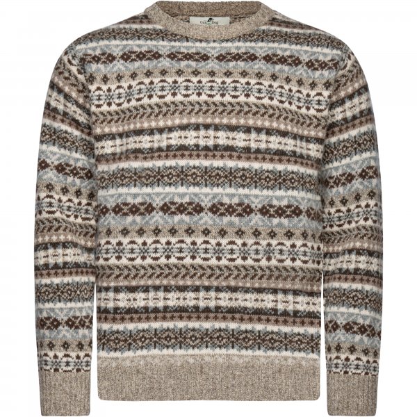 Men's All-over Fair Isle Sweater, Brown, Size S