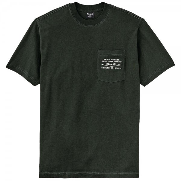 Filson S/S Embroidered Pocket T-Shirt, dark timber, taglia XL
