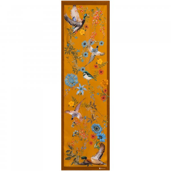 Pañuelo de seda Hartwell, motivo pájaros, color marron